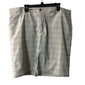 GREG NORMAN TAN AND BLACK PLAID GOLF SHORTS MENS 42